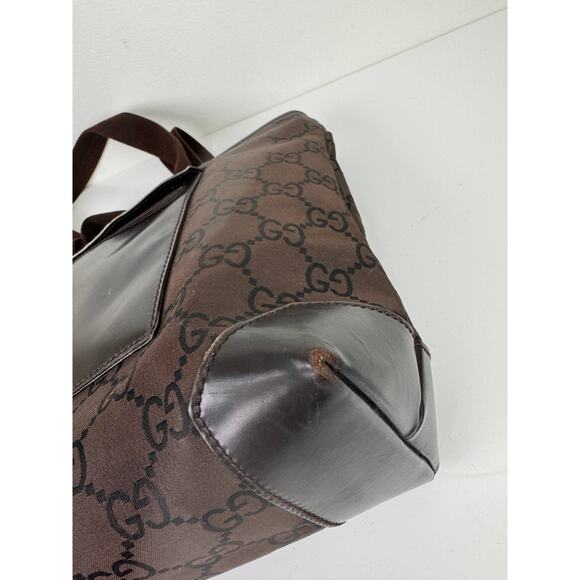 GUCCI 180449 502752 Handbag GG Sprem Logo Engraved Canvas Leather Tote Bag USED - Picture 10 of 16